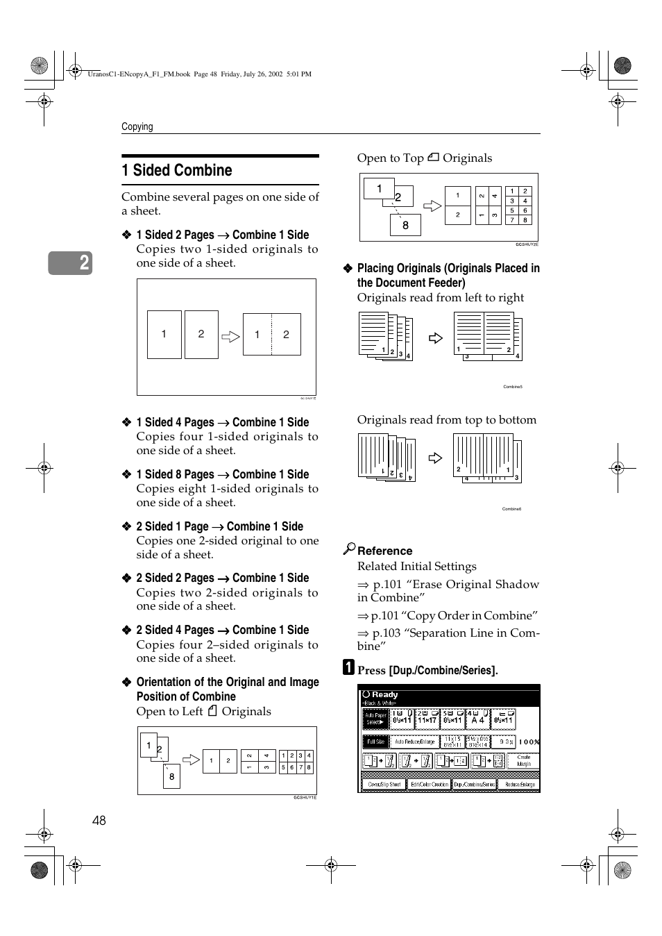 1 sided combine | Savin C3210 User Manual | Page 58 / 132