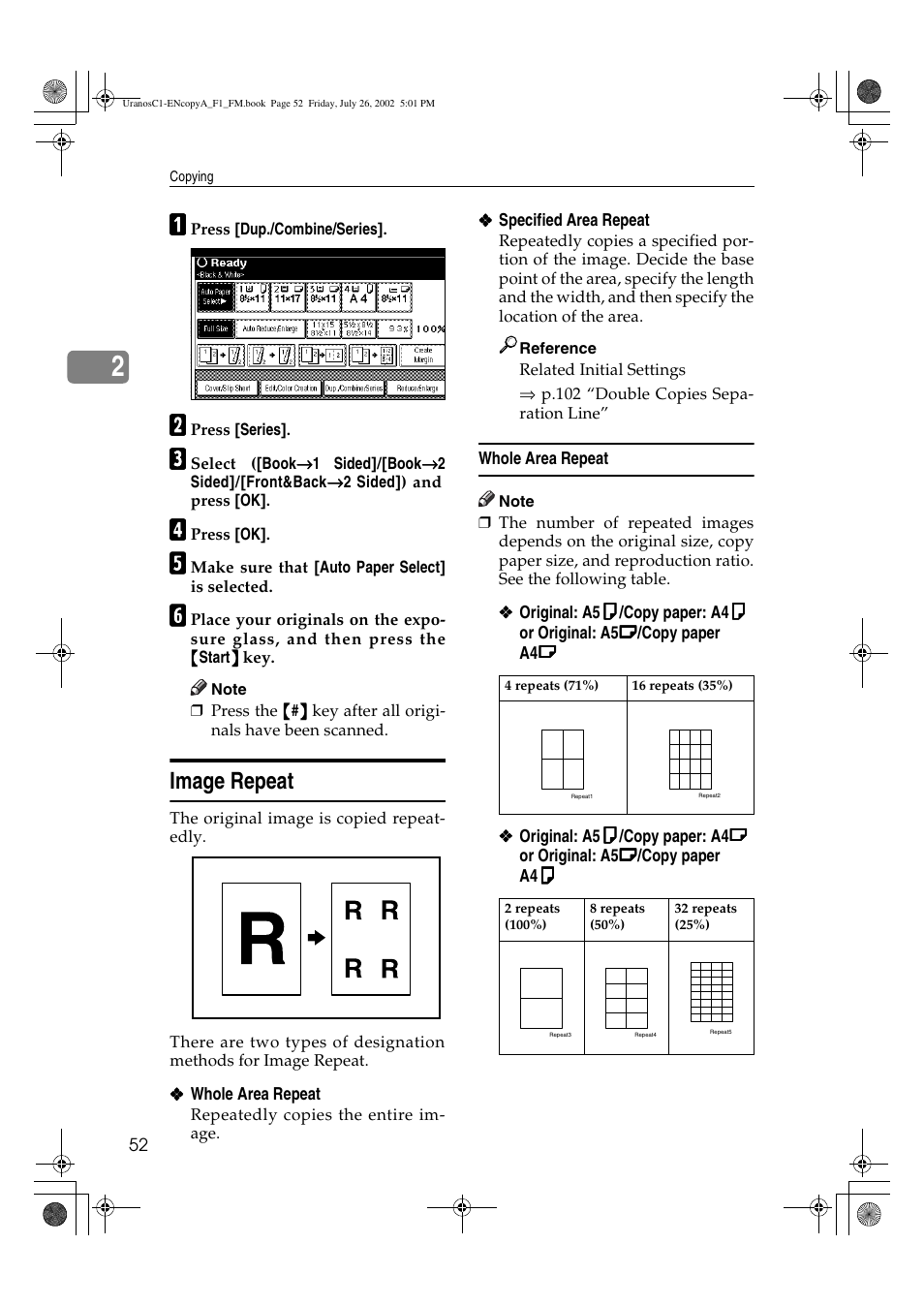 Image repeat | Savin C3210 User Manual | Page 62 / 132
