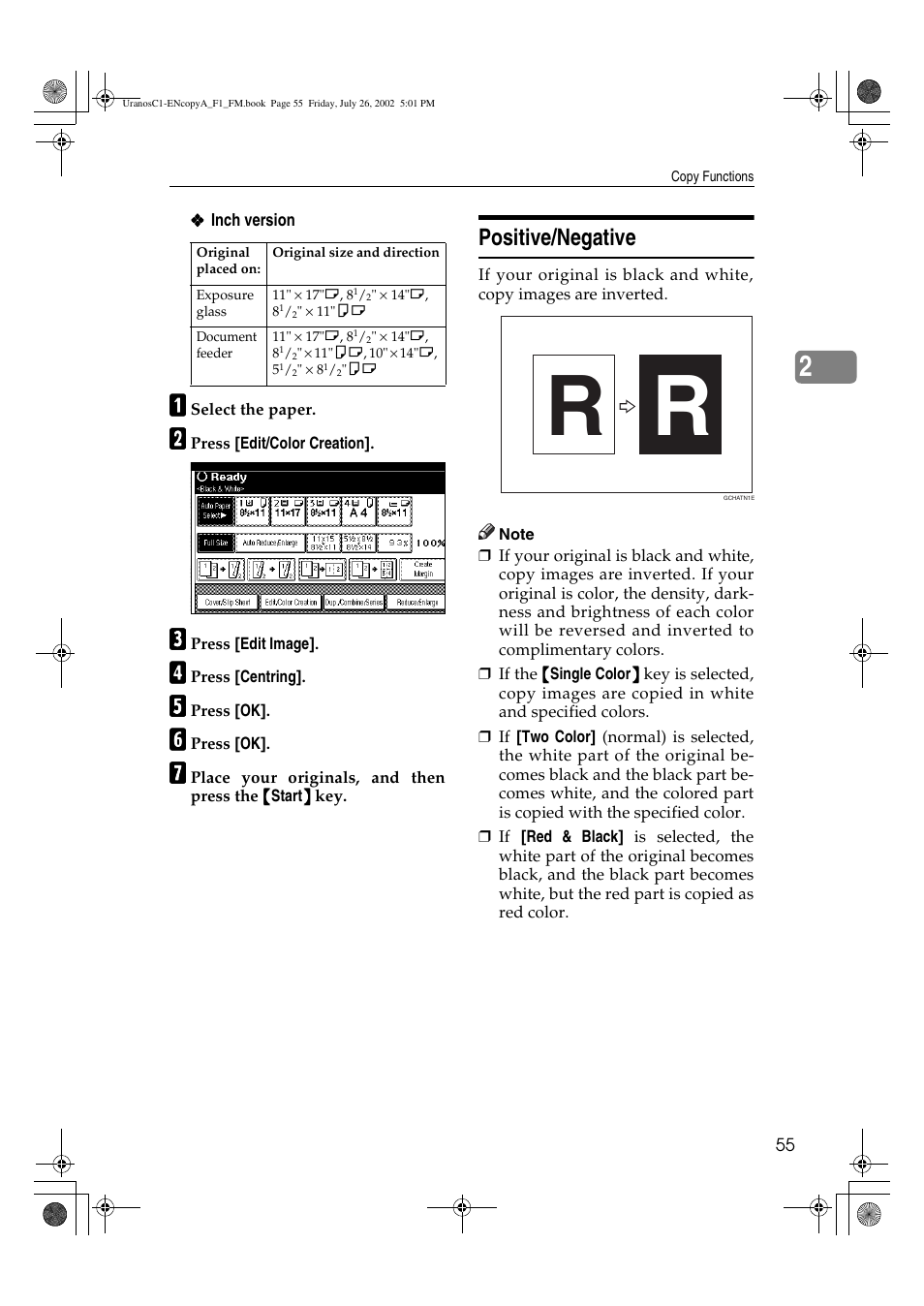 Positive/negative | Savin C3210 User Manual | Page 65 / 132