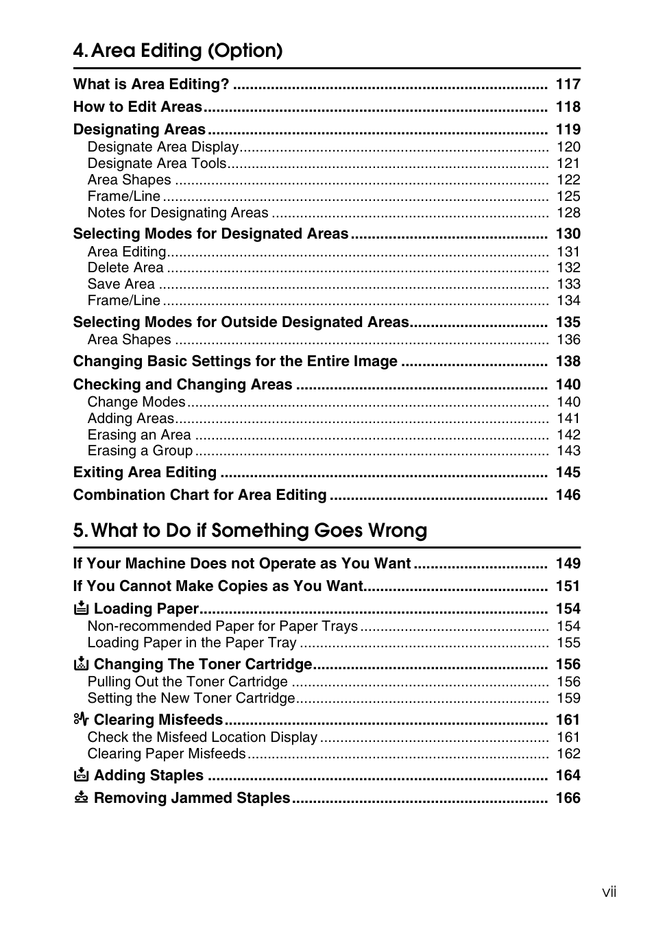 Area editing (option), What to do if something goes wrong | Savin Copier SDC326 User Manual | Page 10 / 112