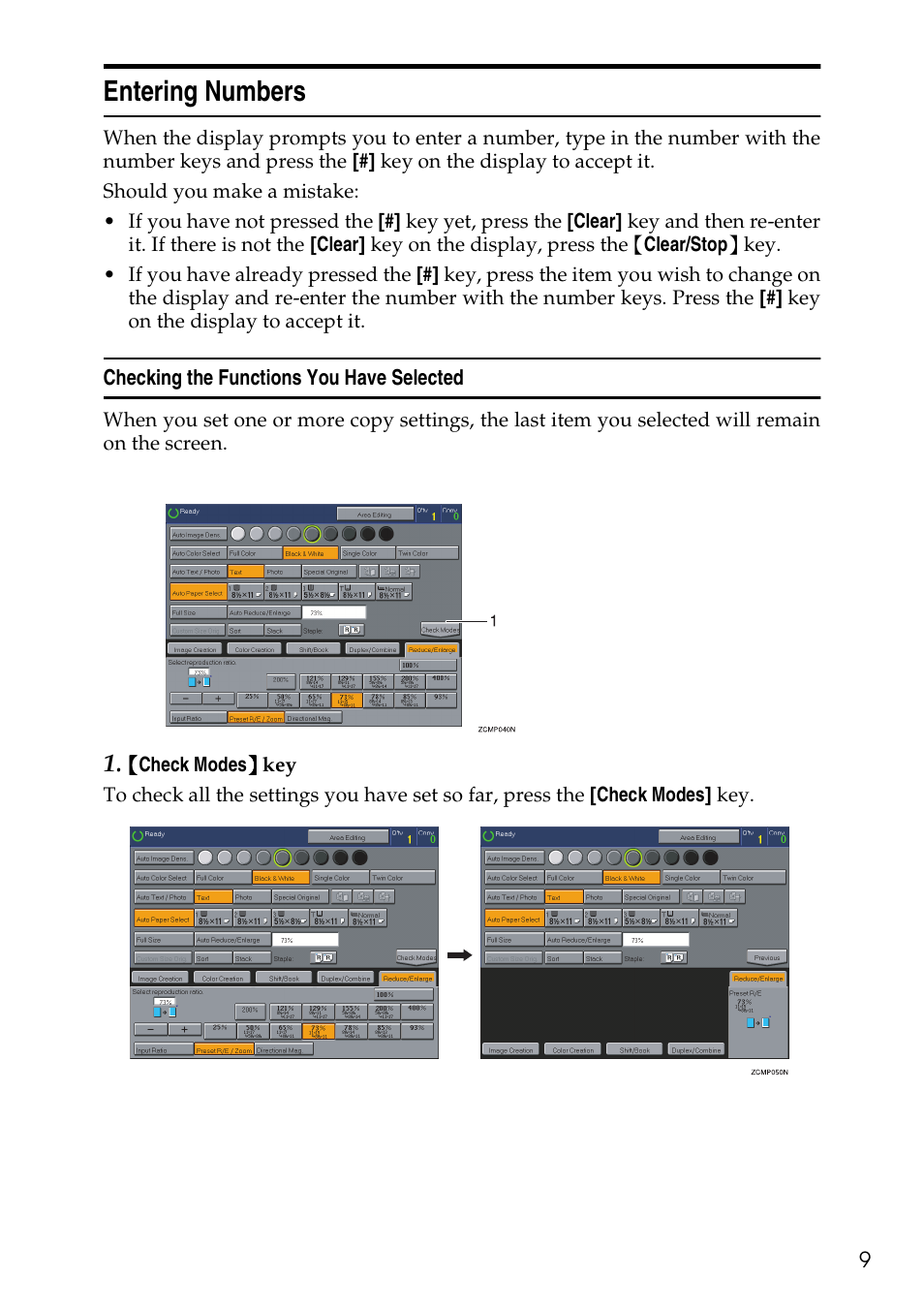 Entering numbers | Savin Copier SDC326 User Manual | Page 19 / 112