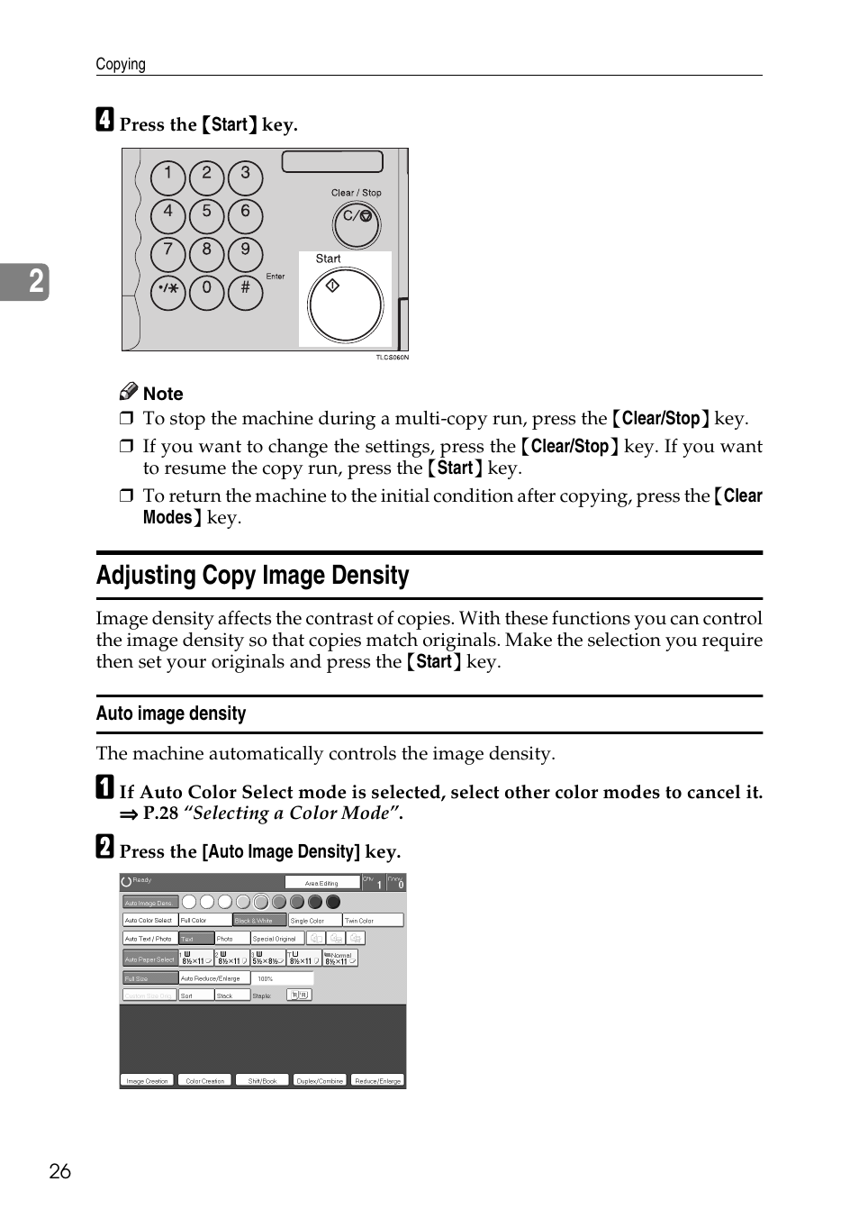 Adjusting copy image density | Savin Copier SDC326 User Manual | Page 36 / 112