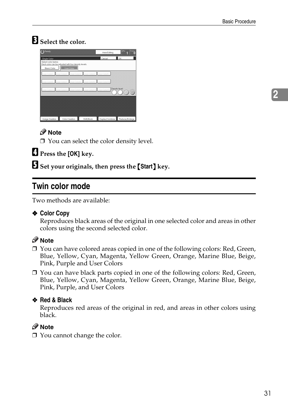 Twin color mode | Savin Copier SDC326 User Manual | Page 41 / 112