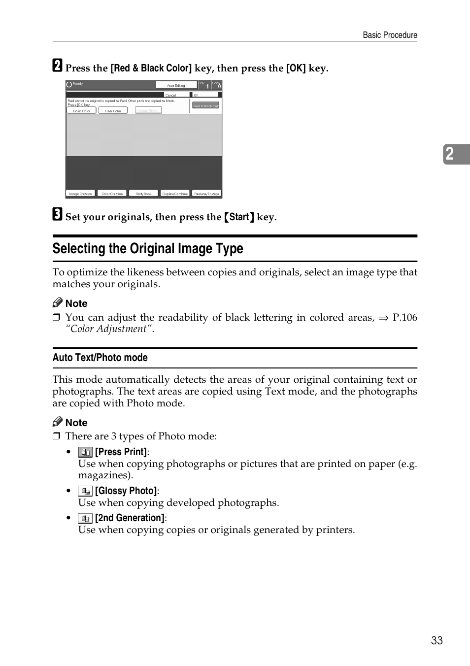 Selecting the original image type | Savin Copier SDC326 User Manual | Page 43 / 112