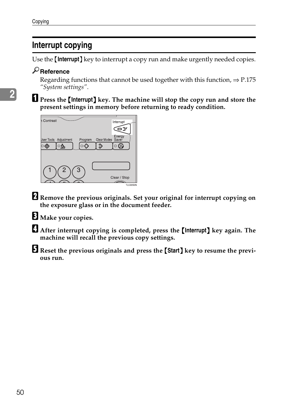 Interrupt copying | Savin Copier SDC326 User Manual | Page 60 / 112