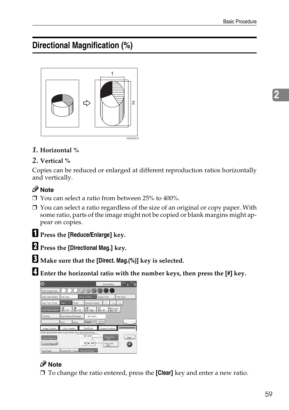 Directional magnification (%) | Savin Copier SDC326 User Manual | Page 69 / 112