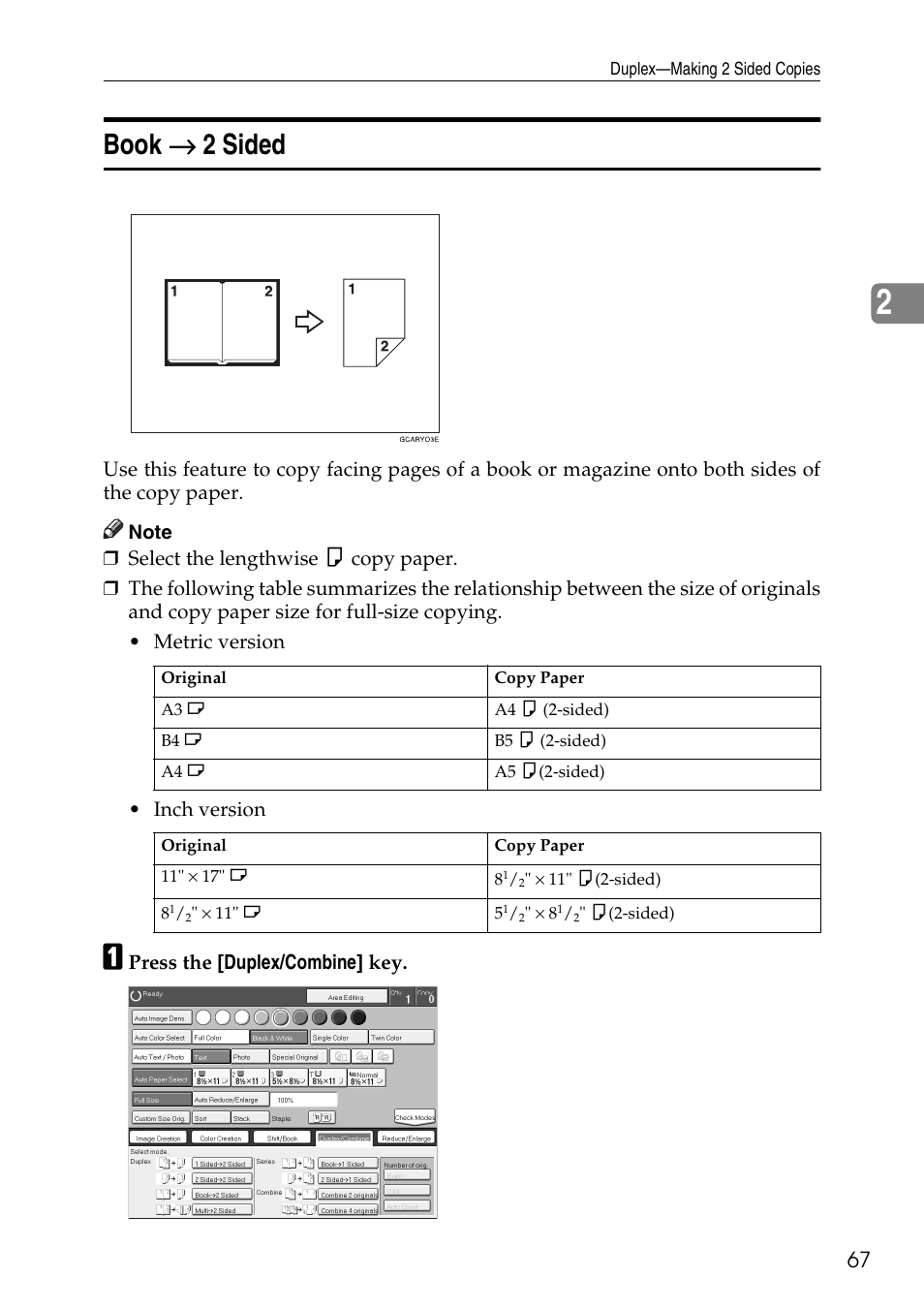 Book → → → → 2 sided | Savin Copier SDC326 User Manual | Page 77 / 112