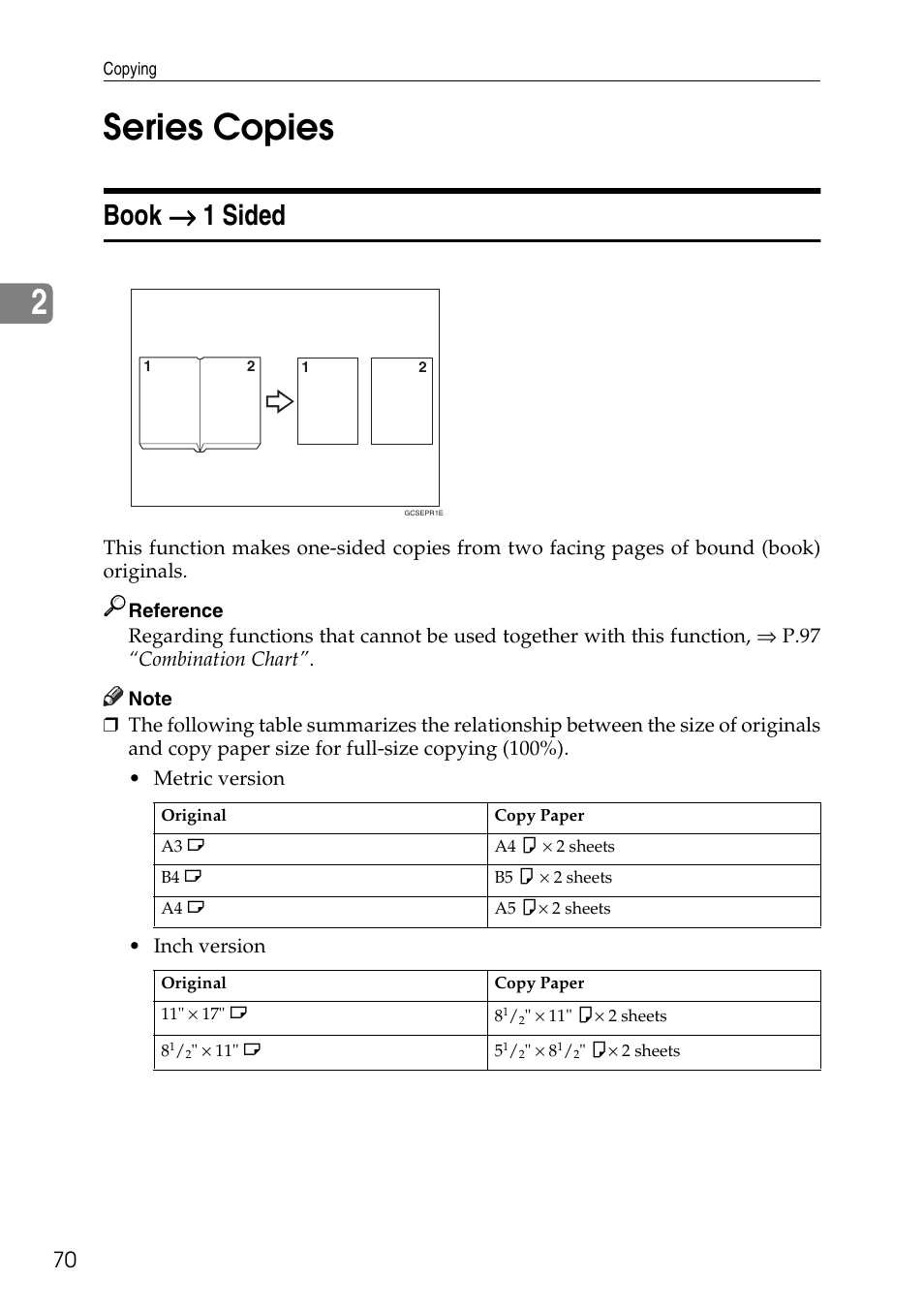 2series copies, Book → → → → 1 sided | Savin Copier SDC326 User Manual | Page 80 / 112