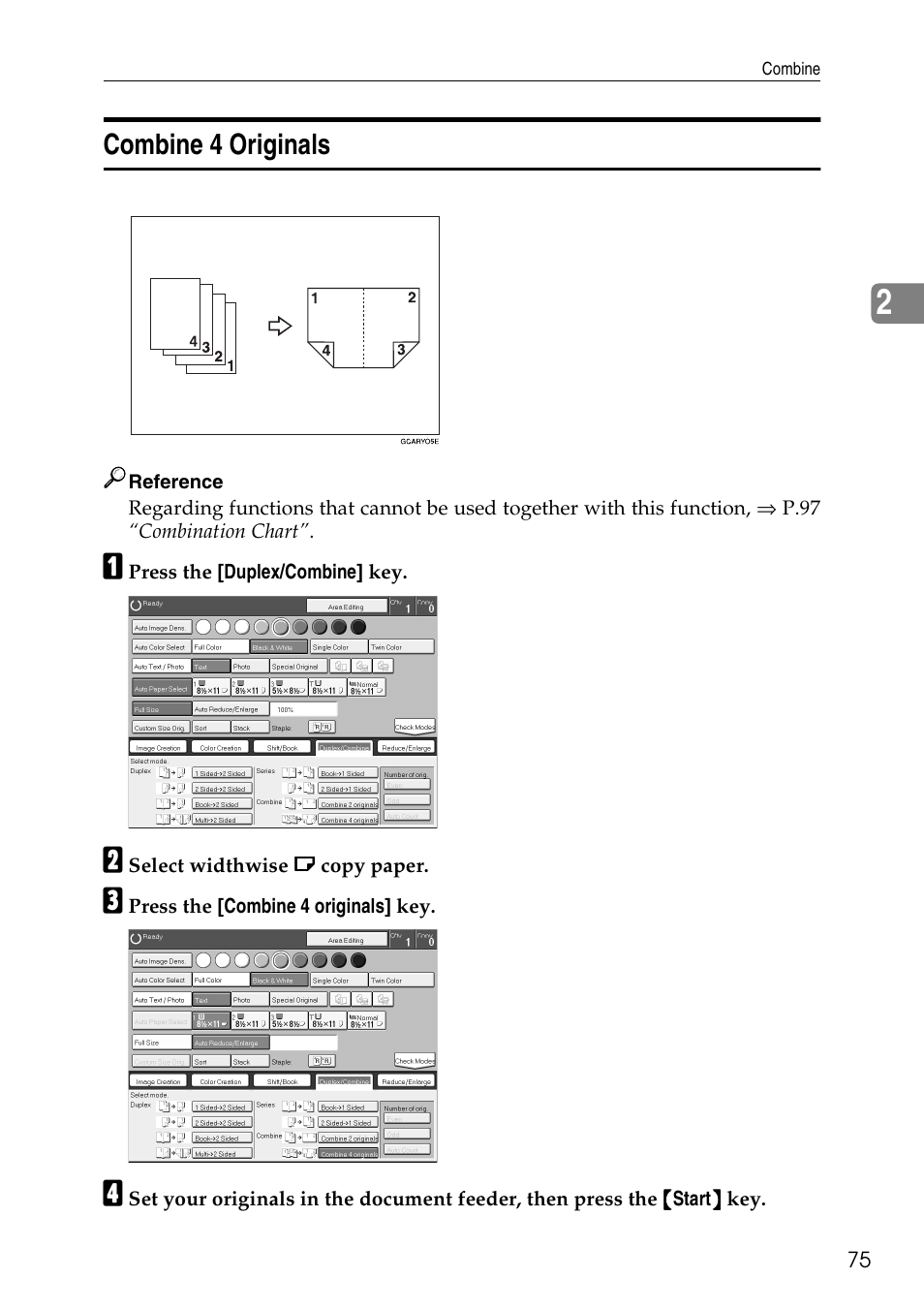 Combine 4 originals | Savin Copier SDC326 User Manual | Page 85 / 112