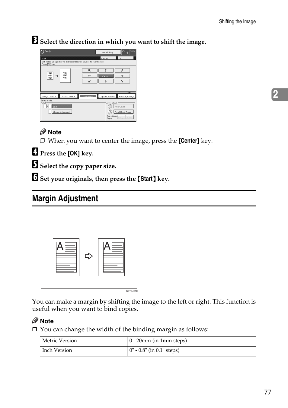 Margin adjustment | Savin Copier SDC326 User Manual | Page 87 / 112