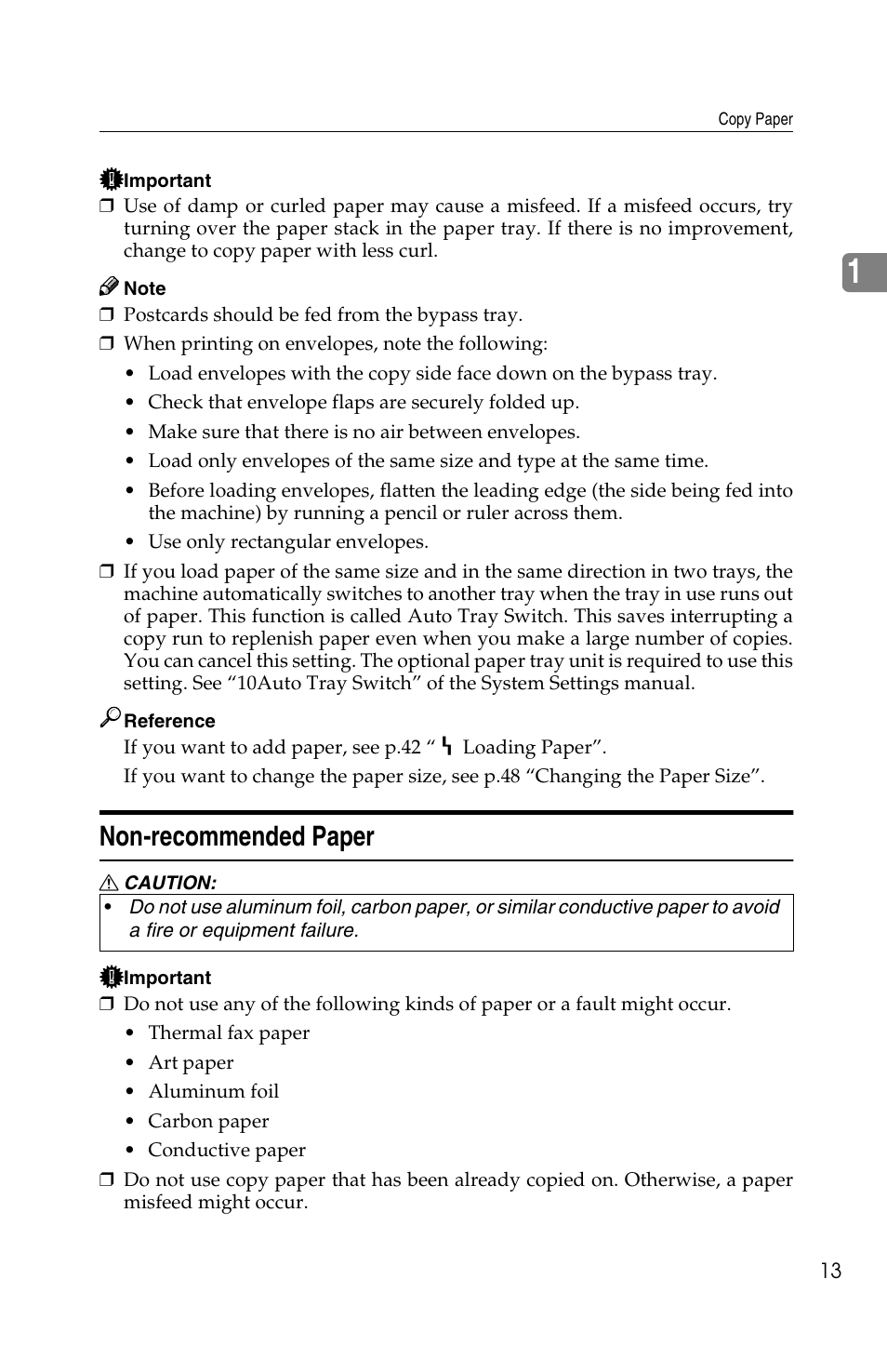 Non-recommended paper | Savin 2513f User Manual | Page 26 / 89