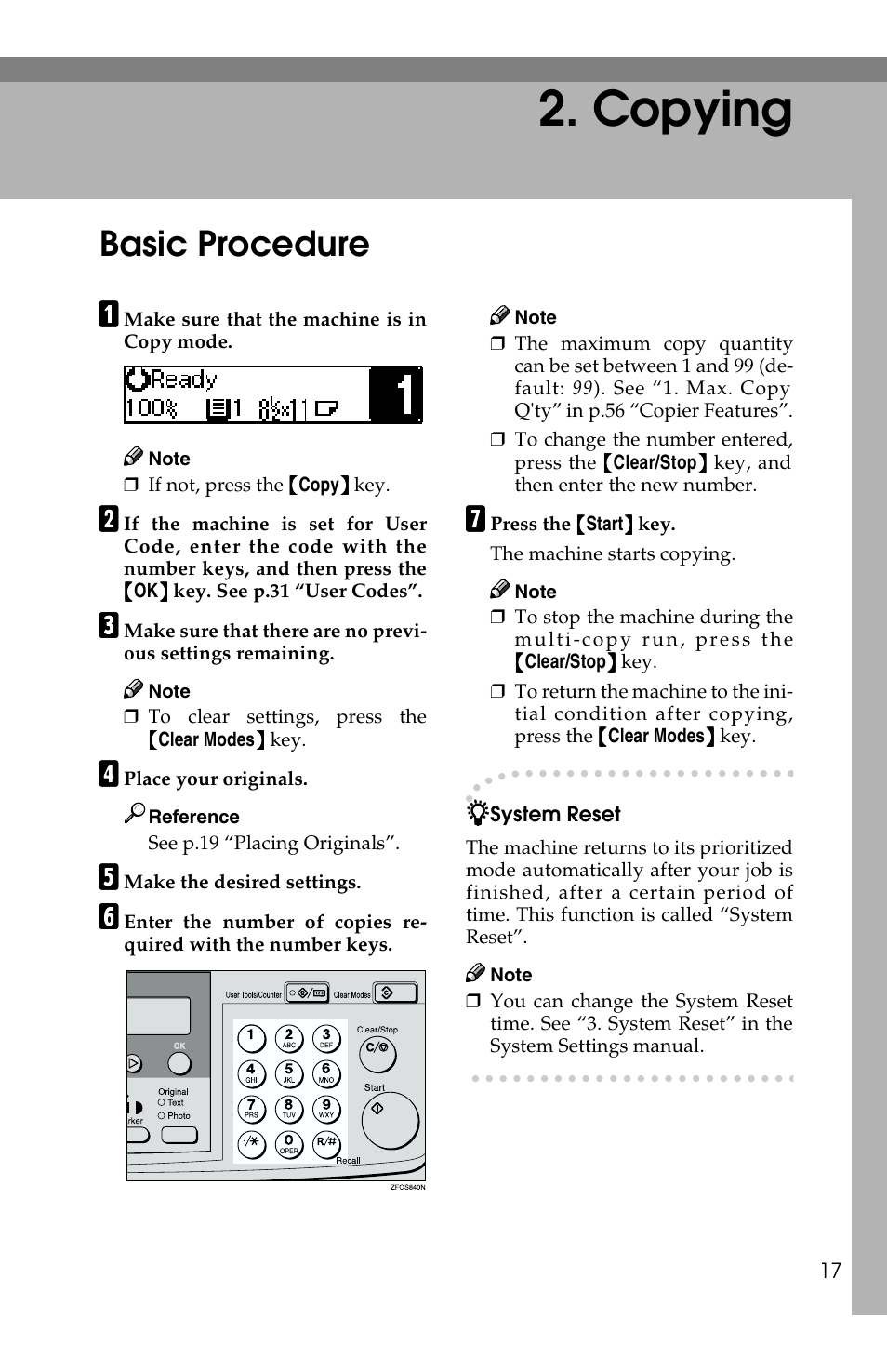 Copying, Basic procedure | Savin 2513f User Manual | Page 30 / 89