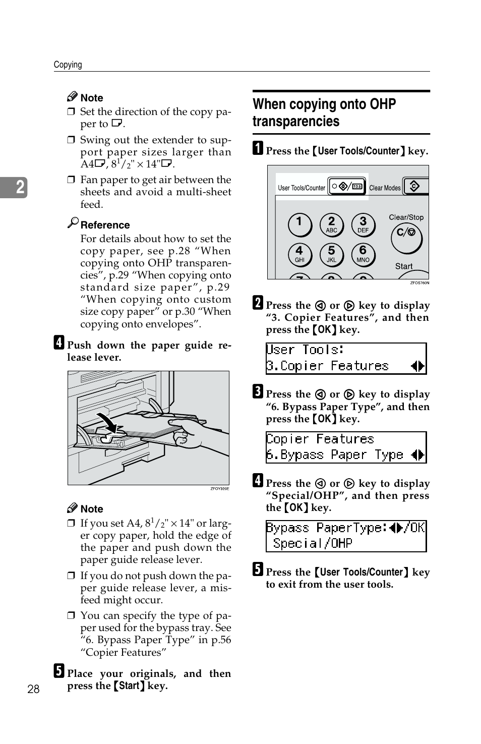 When copying onto ohp transparencies | Savin 2513f User Manual | Page 41 / 89