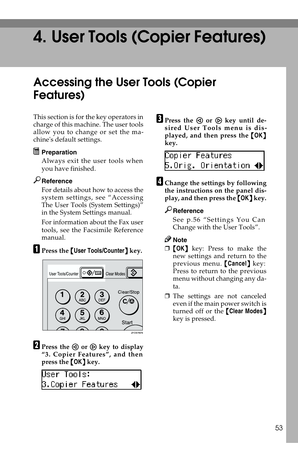 User tools (copier features), Accessing the user tools (copier features) | Savin 2513f User Manual | Page 66 / 89