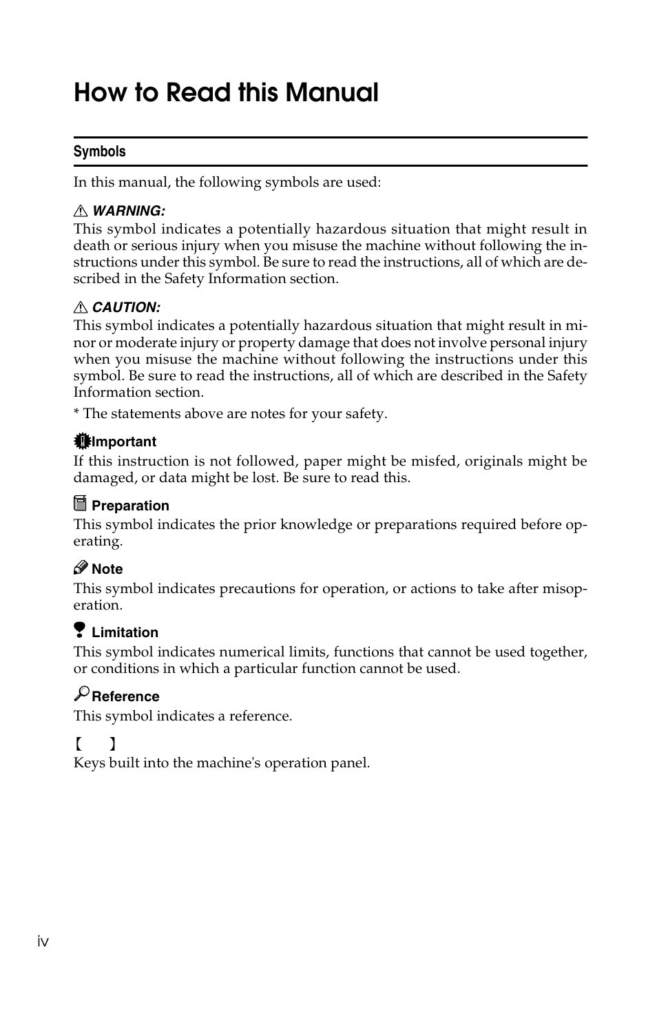 How to read this manual | Savin 2513f User Manual | Page 7 / 89