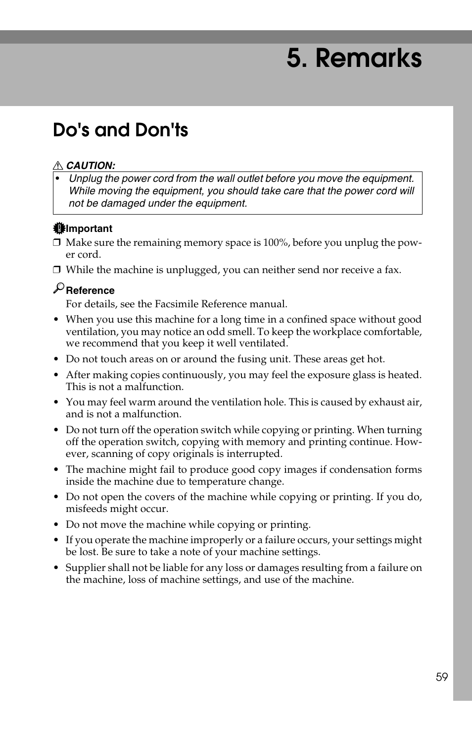 Remarks, Do's and don'ts | Savin 2513f User Manual | Page 72 / 89