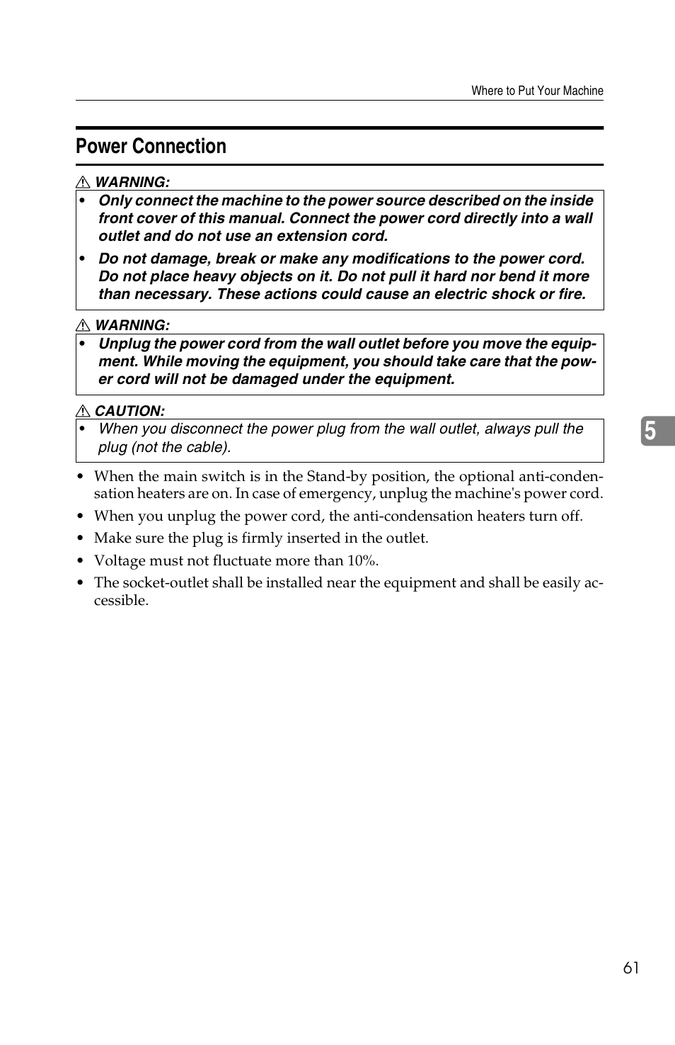 Power connection | Savin 2513f User Manual | Page 74 / 89