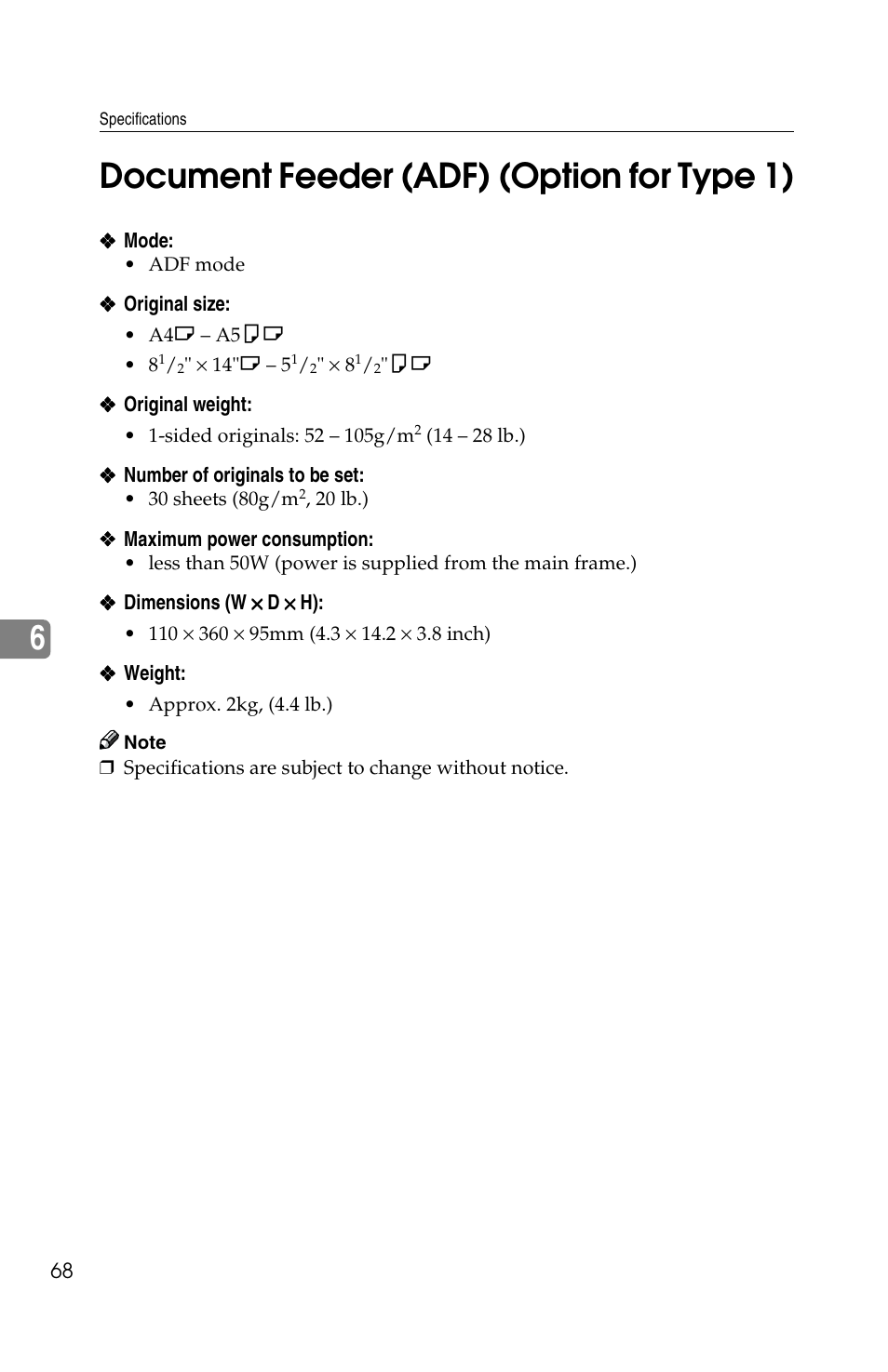 6document feeder (adf) (option for type 1) | Savin 2513f User Manual | Page 81 / 89