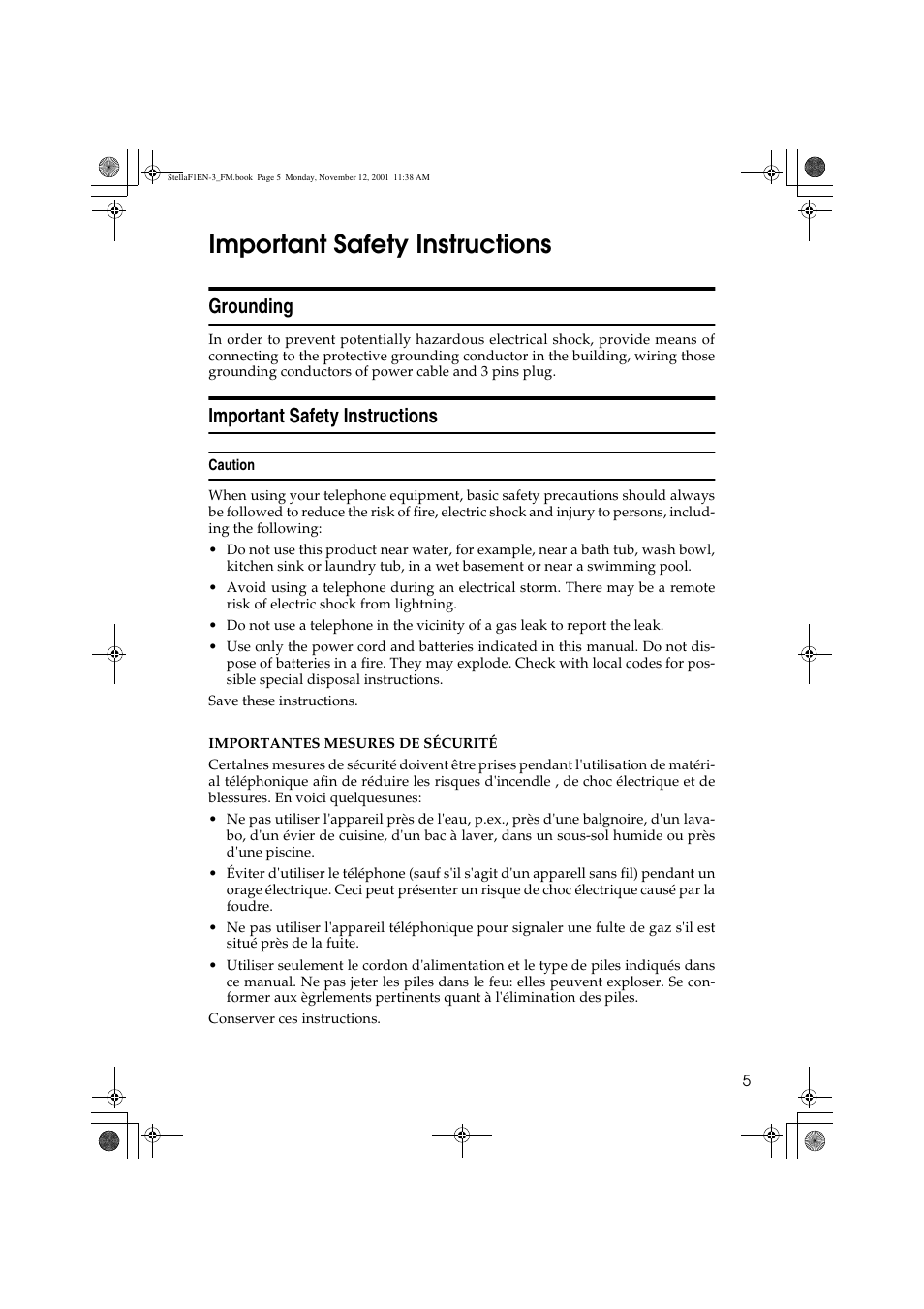 Important safety instructions, Grounding | Savin 3725 User Manual | Page 11 / 86