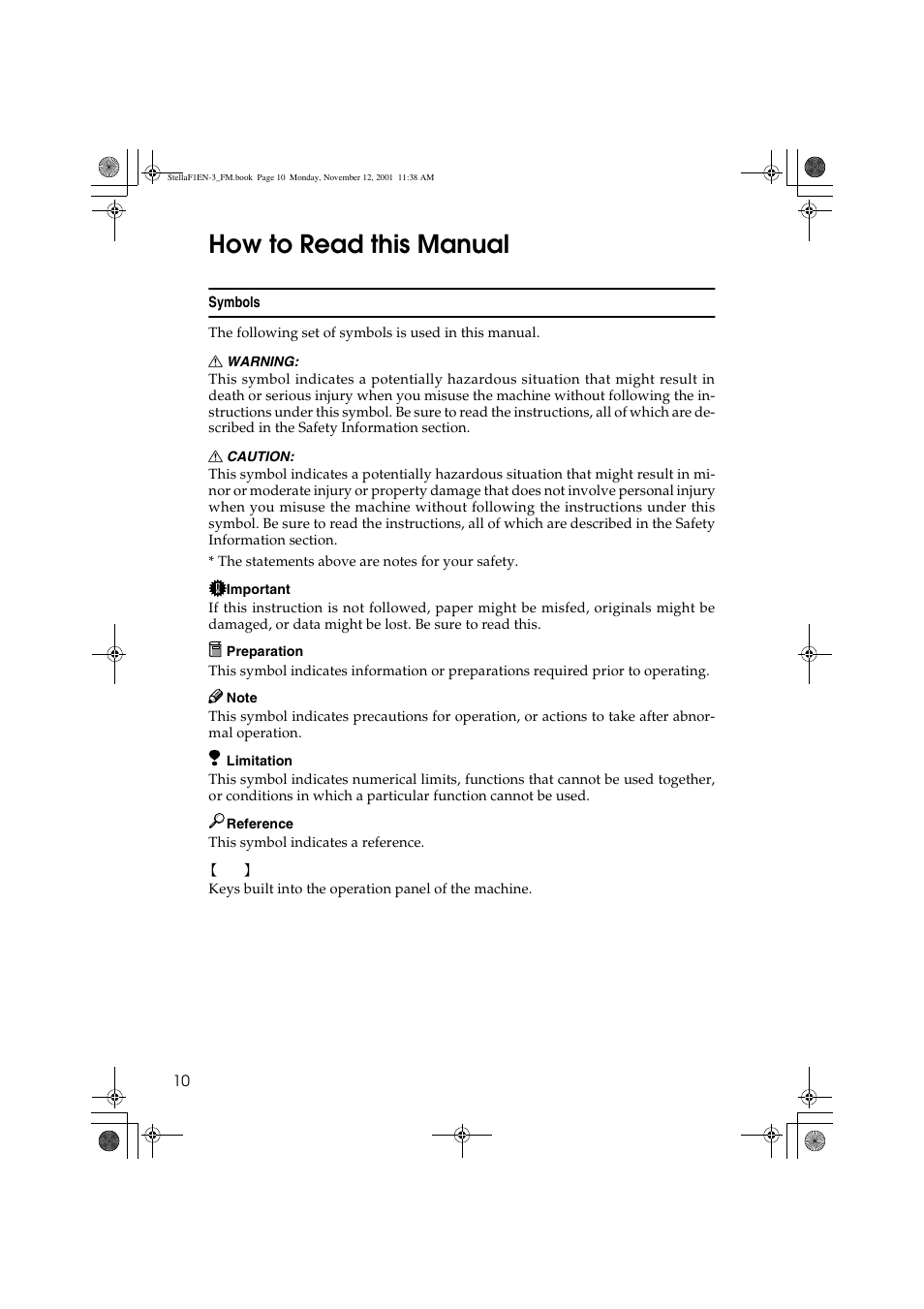 How to read this manual | Savin 3725 User Manual | Page 16 / 86