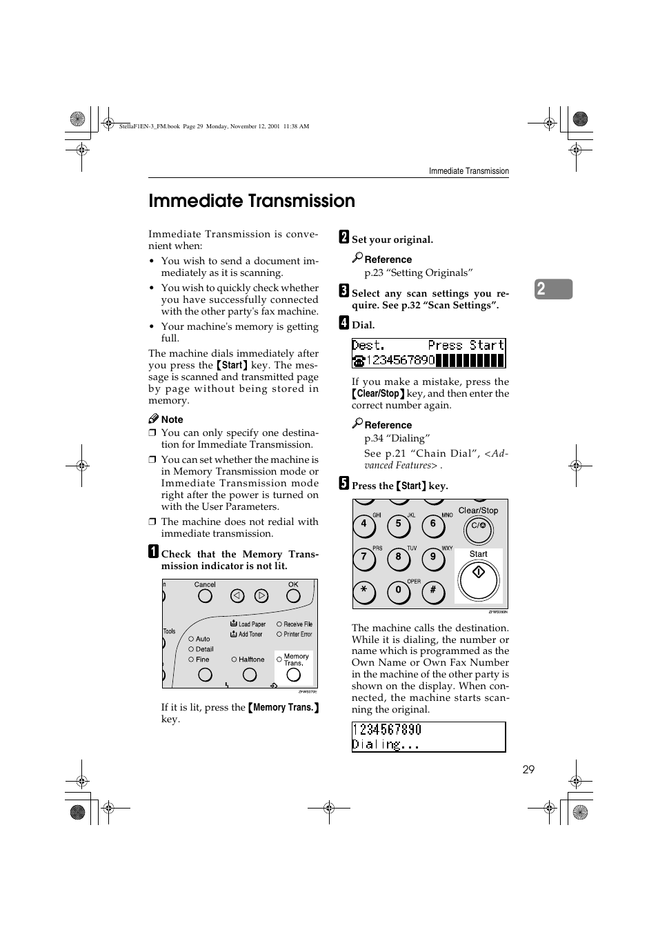 2immediate transmission | Savin 3725 User Manual | Page 35 / 86