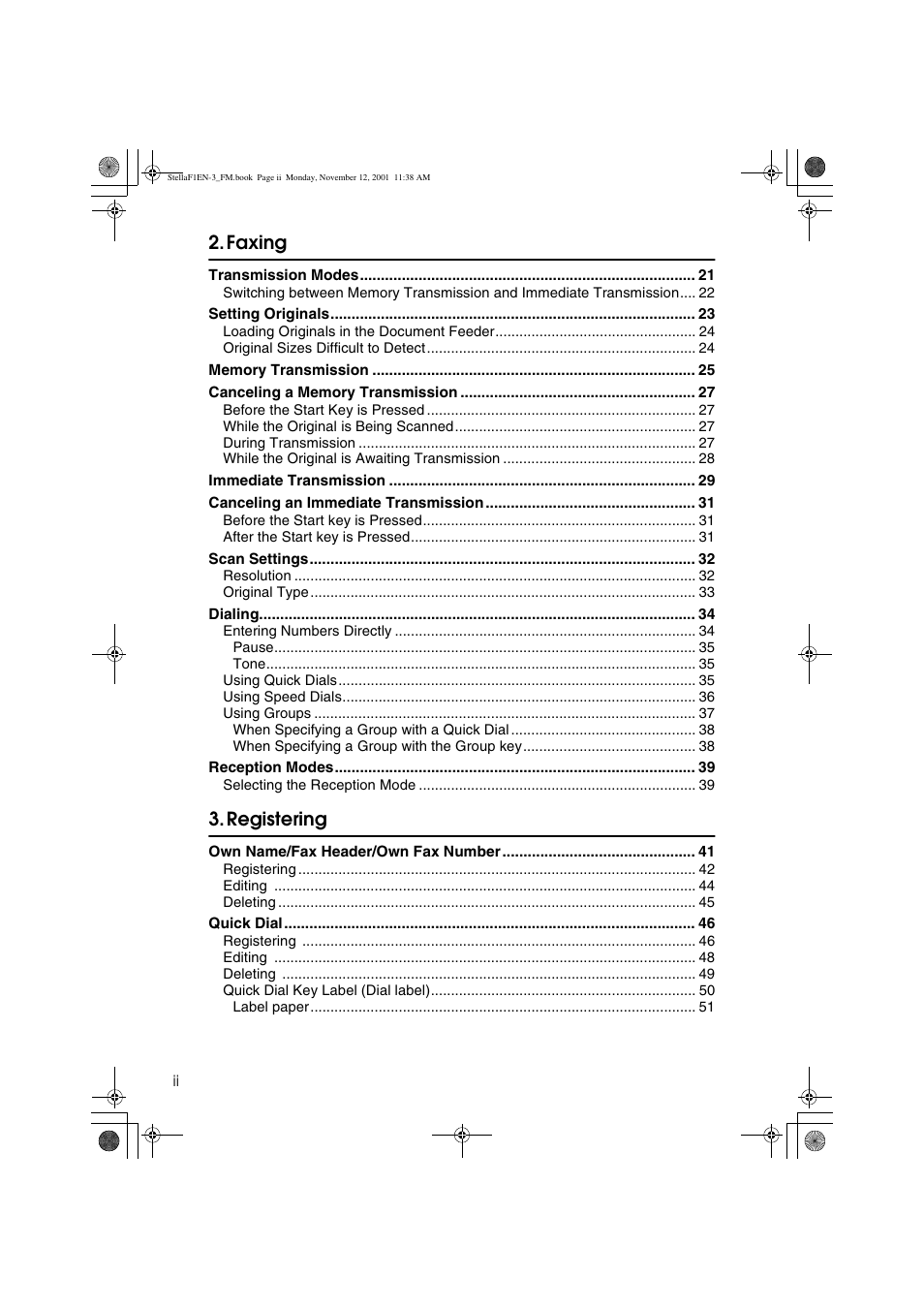 Faxing, Registering | Savin 3725 User Manual | Page 4 / 86