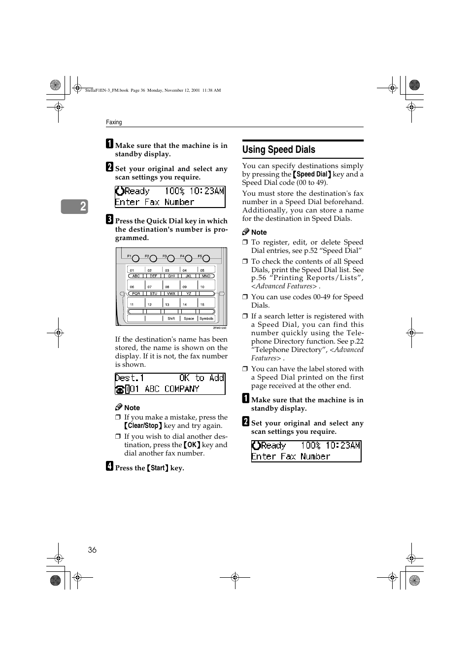 Using speed dials | Savin 3725 User Manual | Page 42 / 86