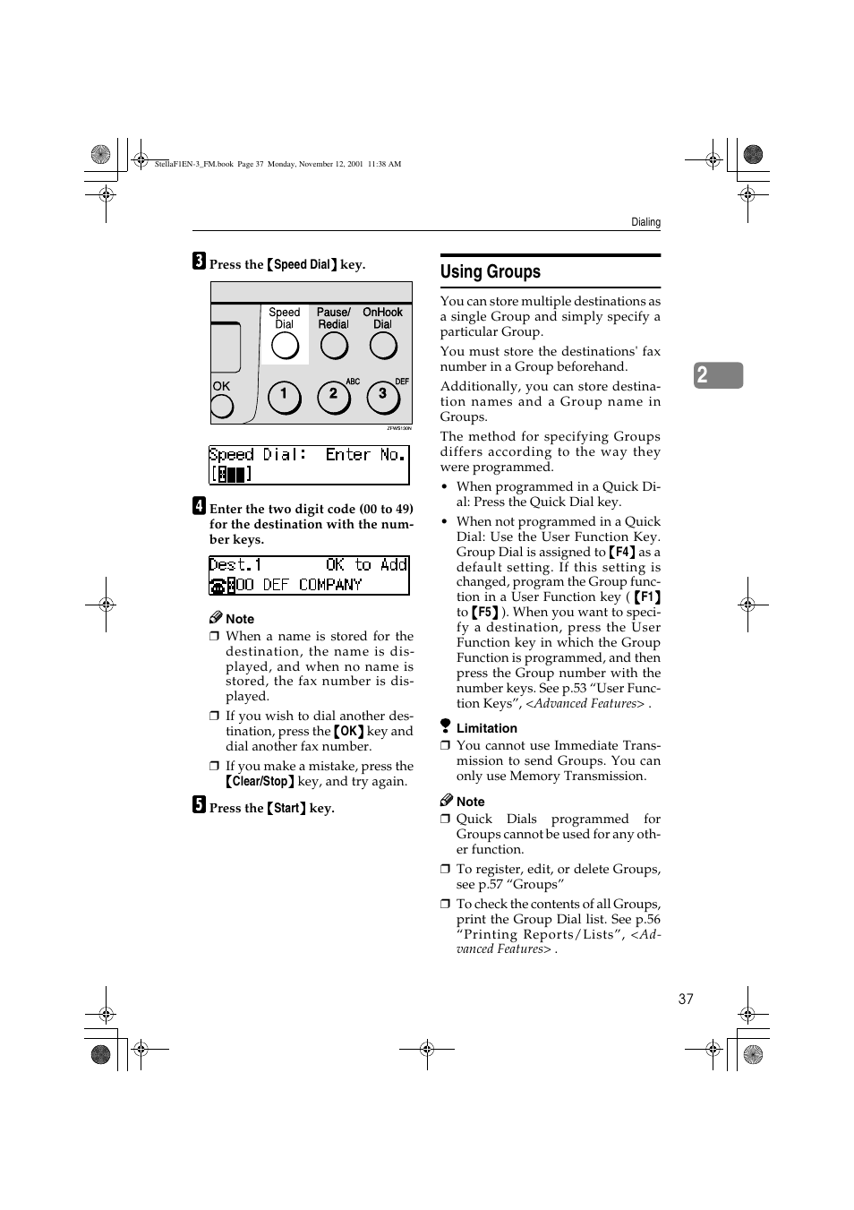 Using groups | Savin 3725 User Manual | Page 43 / 86