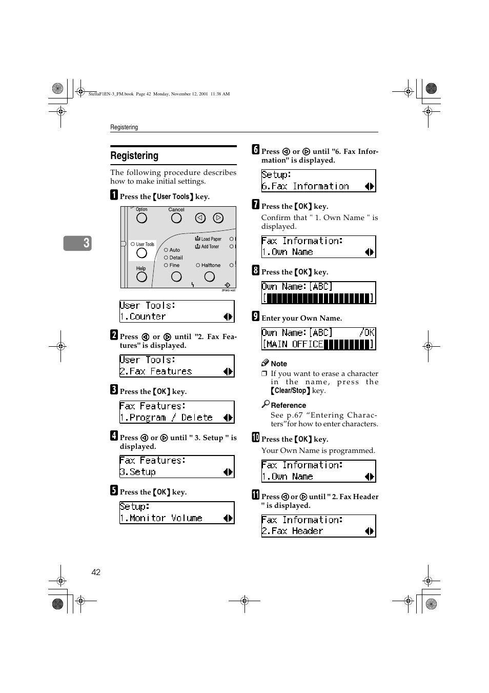 Registering | Savin 3725 User Manual | Page 48 / 86