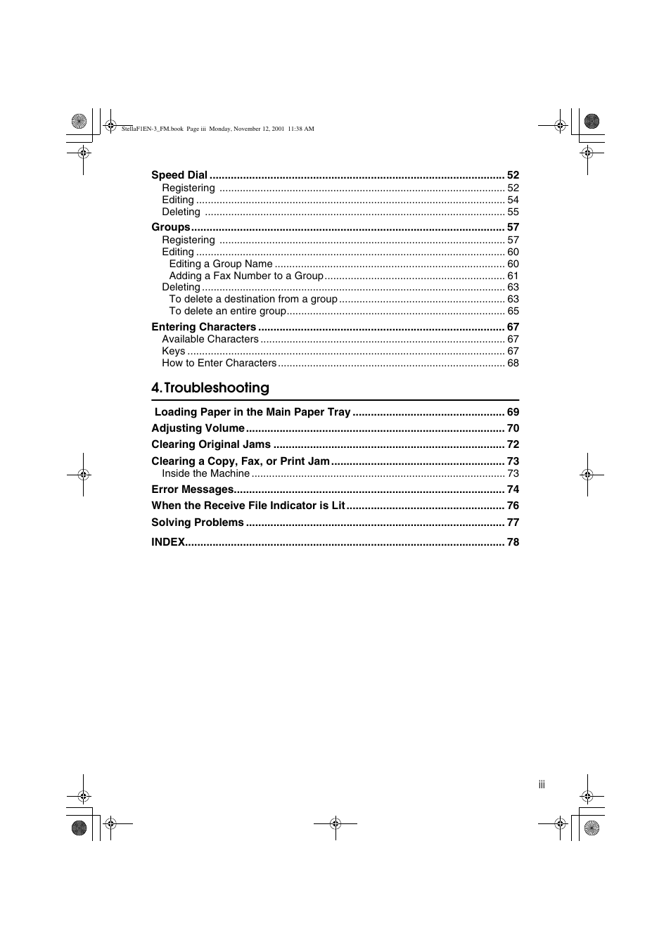 Troubleshooting | Savin 3725 User Manual | Page 5 / 86
