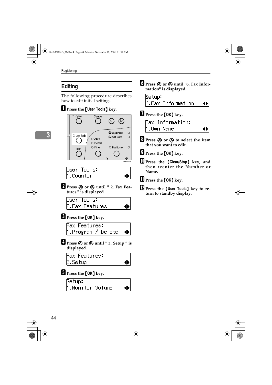 Editing | Savin 3725 User Manual | Page 50 / 86
