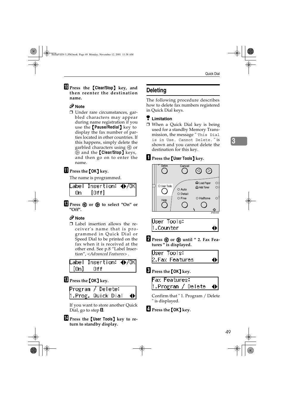 Deleting | Savin 3725 User Manual | Page 55 / 86