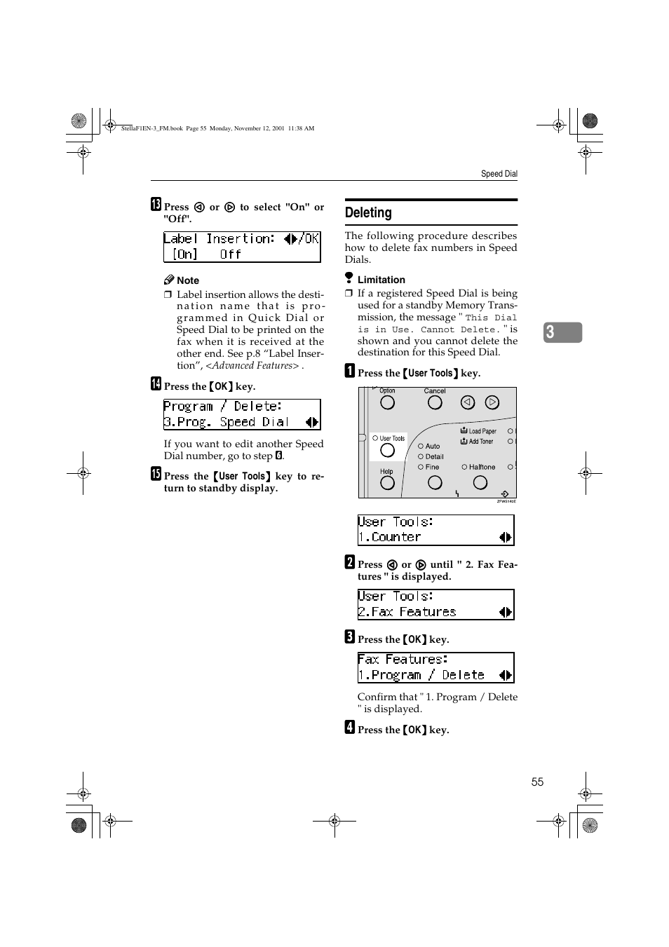 Deleting | Savin 3725 User Manual | Page 61 / 86