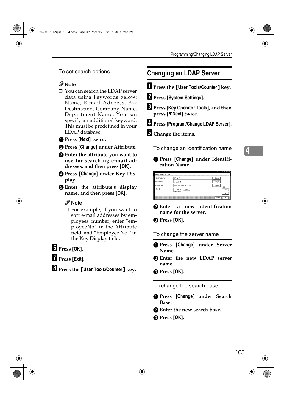 Changing an ldap server | Savin 2022 User Manual | Page 117 / 188
