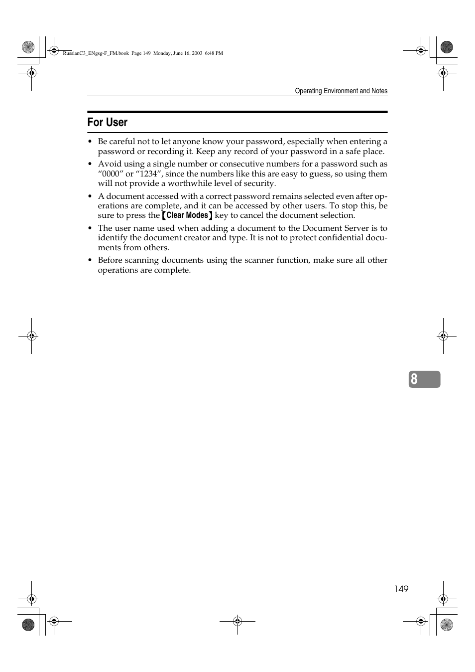 For user | Savin 2022 User Manual | Page 161 / 188