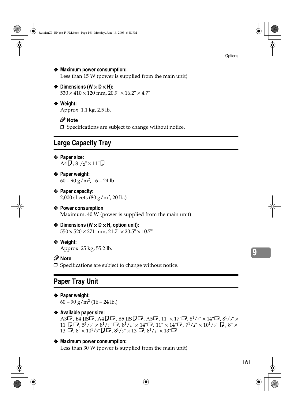 Large capacity tray, Paper tray unit | Savin 2022 User Manual | Page 173 / 188