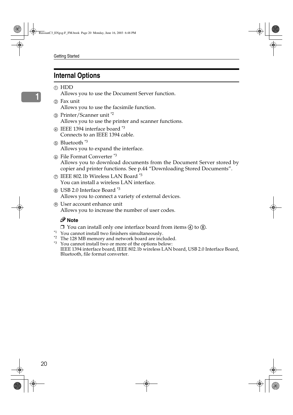 Internal options | Savin 2022 User Manual | Page 32 / 188