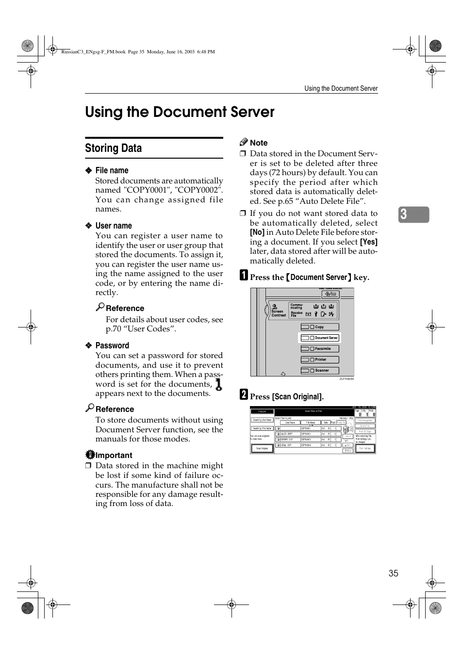 3using the document server, Storing data | Savin 2022 User Manual | Page 47 / 188