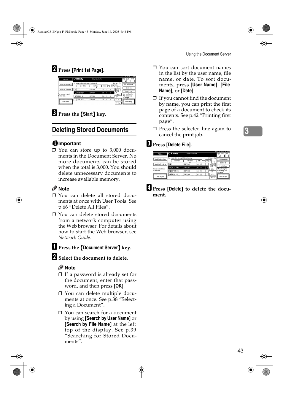 Deleting stored documents | Savin 2022 User Manual | Page 55 / 188