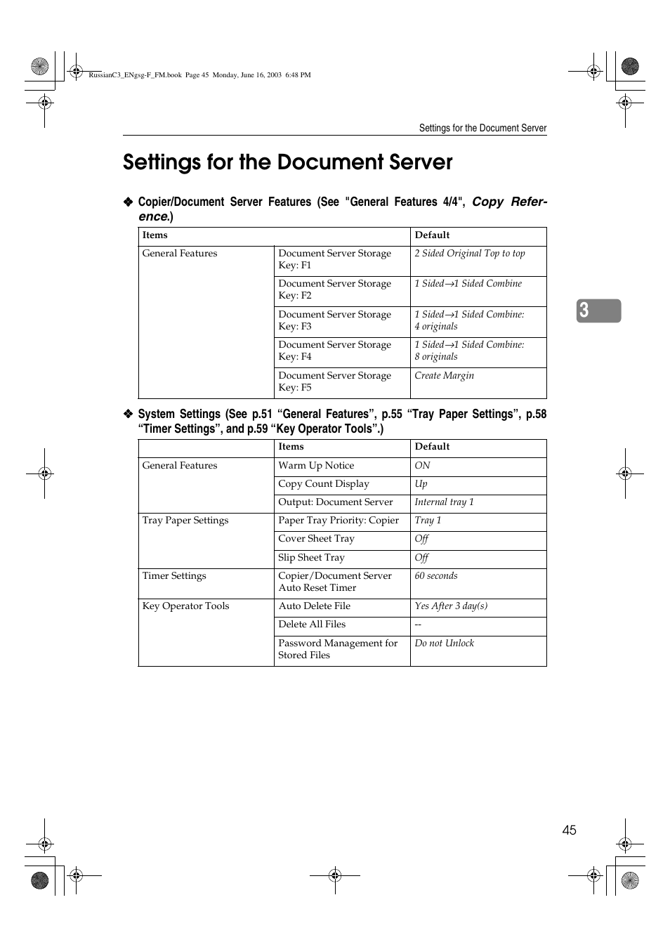 3settings for the document server | Savin 2022 User Manual | Page 57 / 188