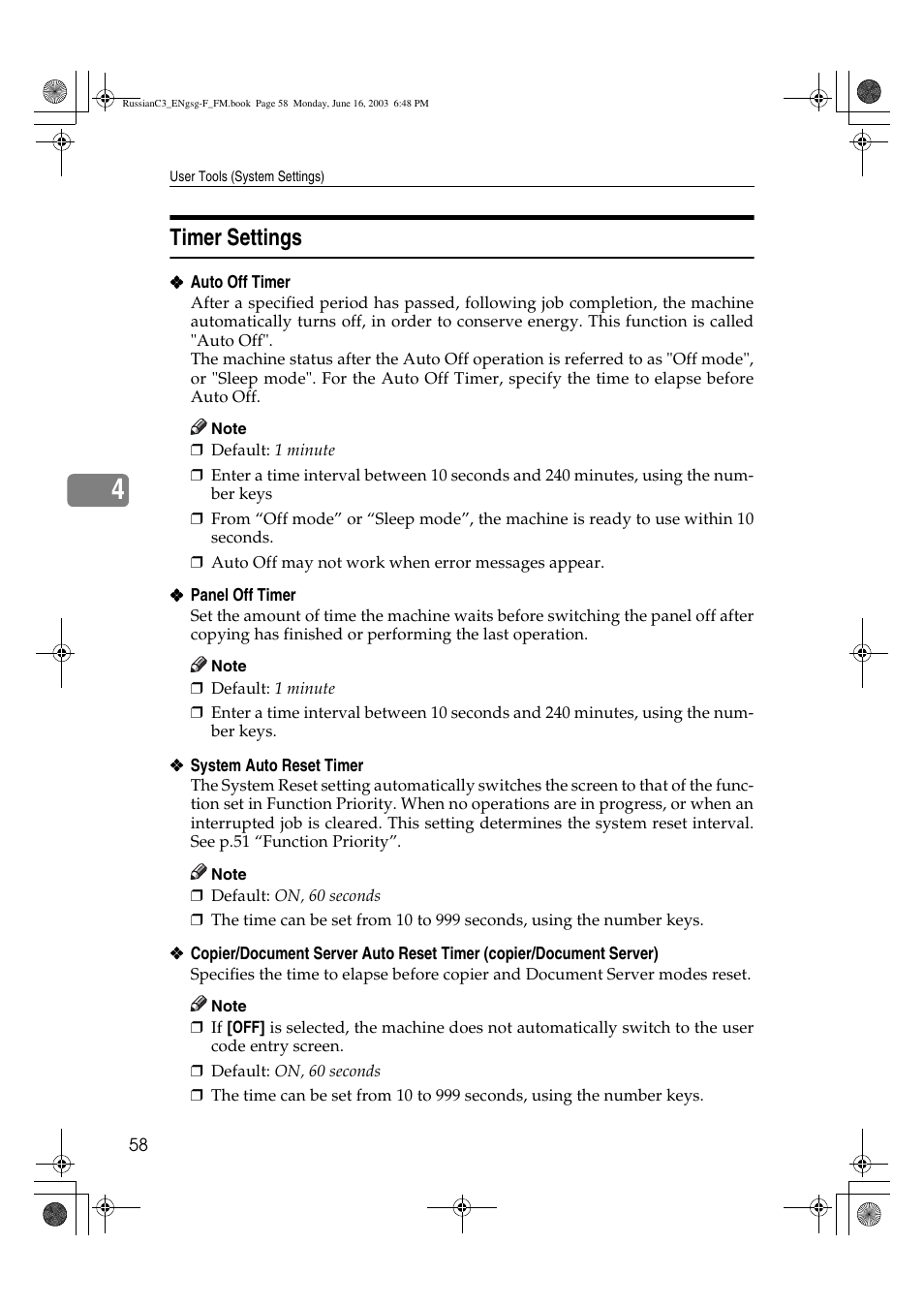 Timer settings | Savin 2022 User Manual | Page 70 / 188