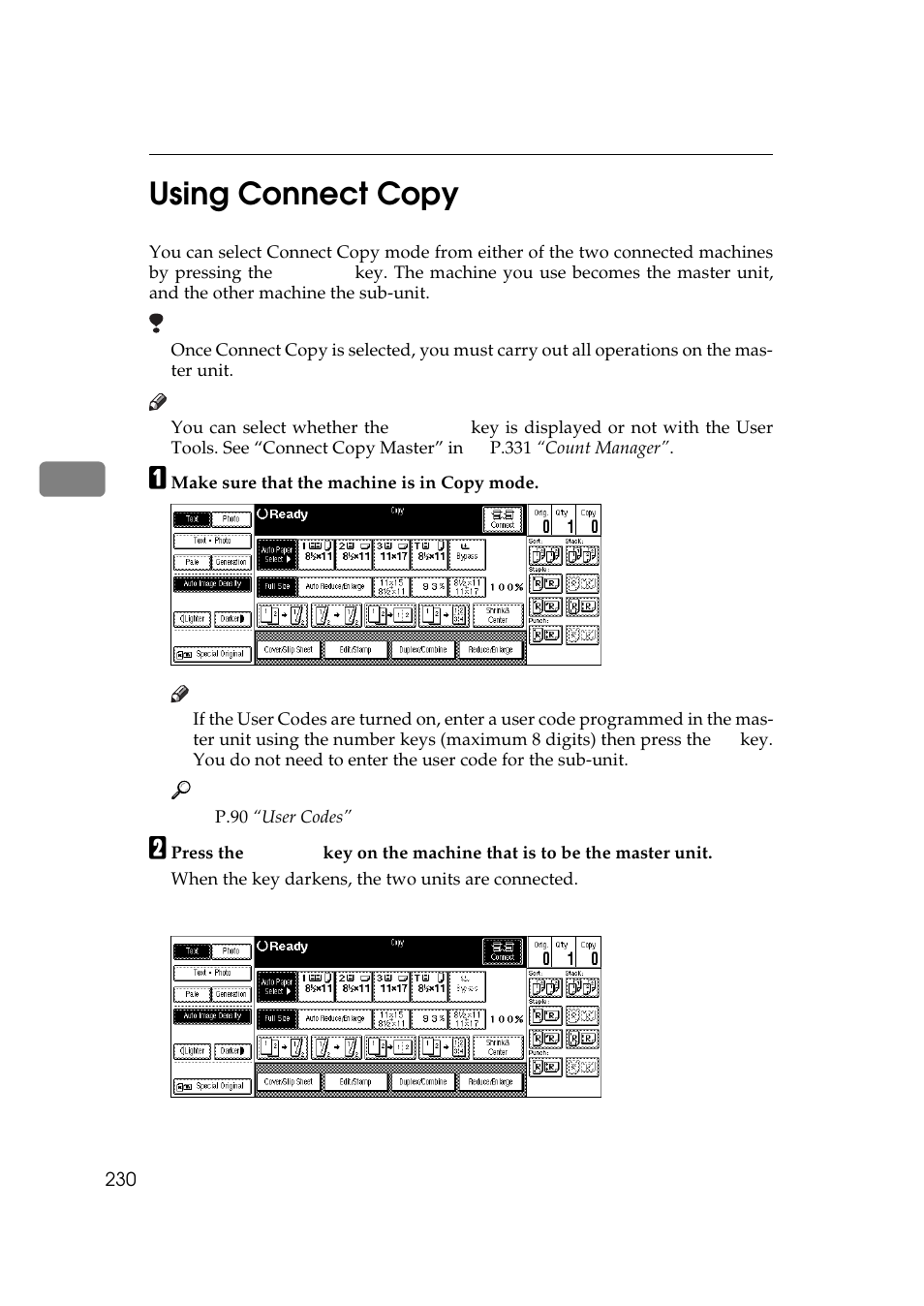 4using connect copy | Savin 2555 User Manual | Page 23 / 96