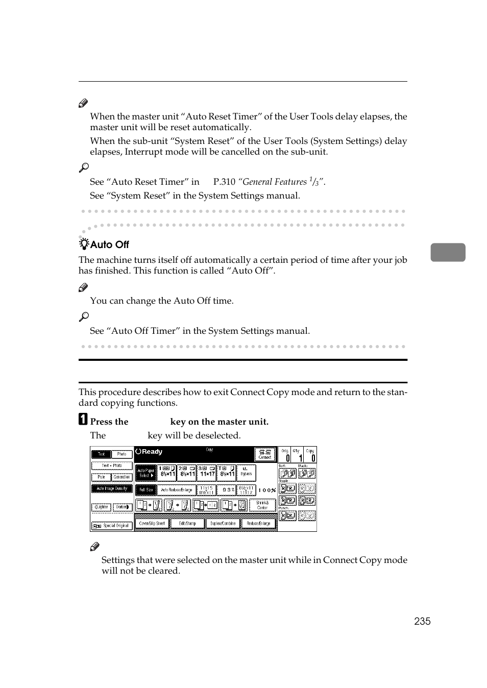 Exiting connect copy mode | Savin 2555 User Manual | Page 28 / 96