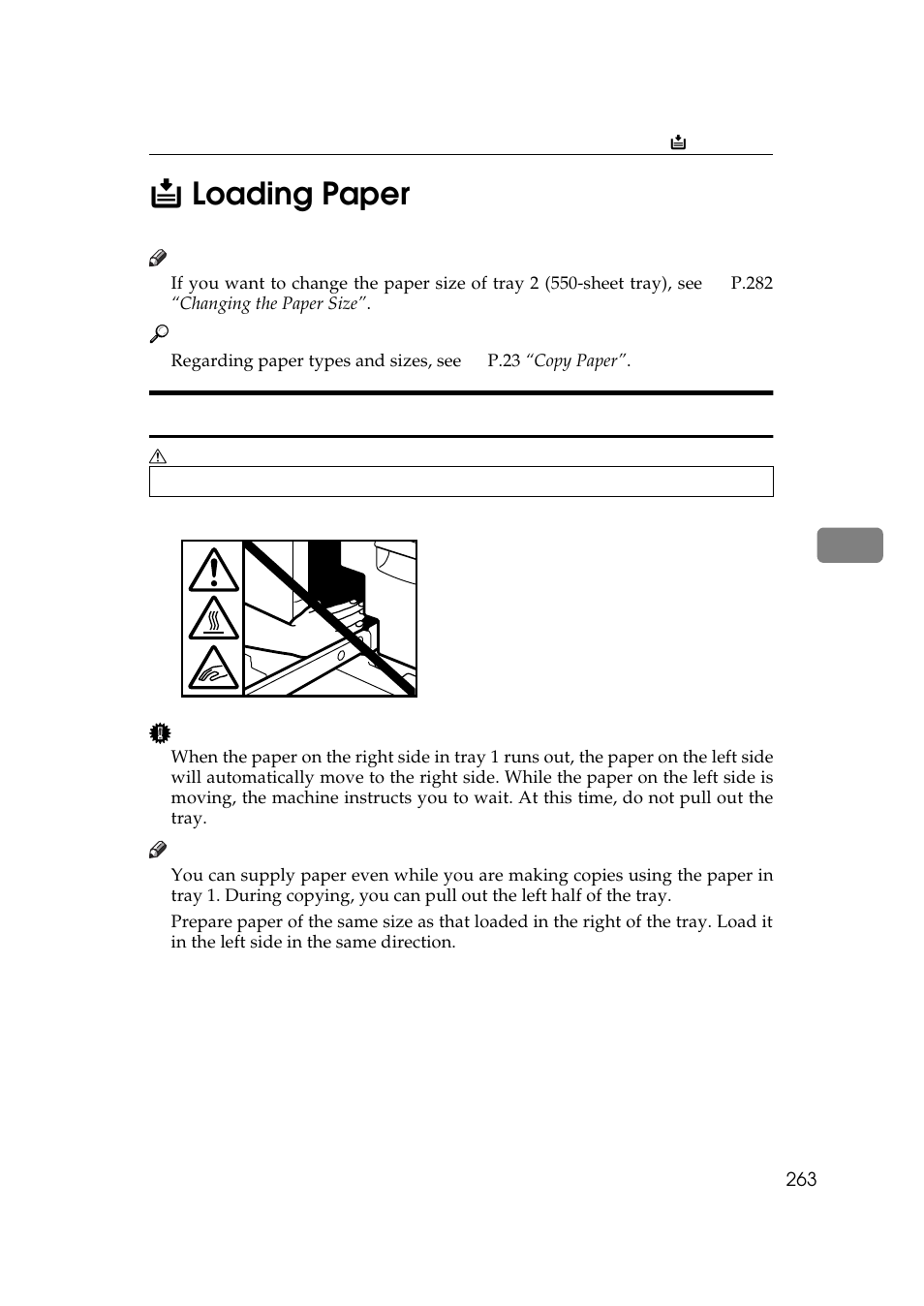 5b loading paper, Loading paper in tray 1 (tandem tray) | Savin 2555 User Manual | Page 56 / 96