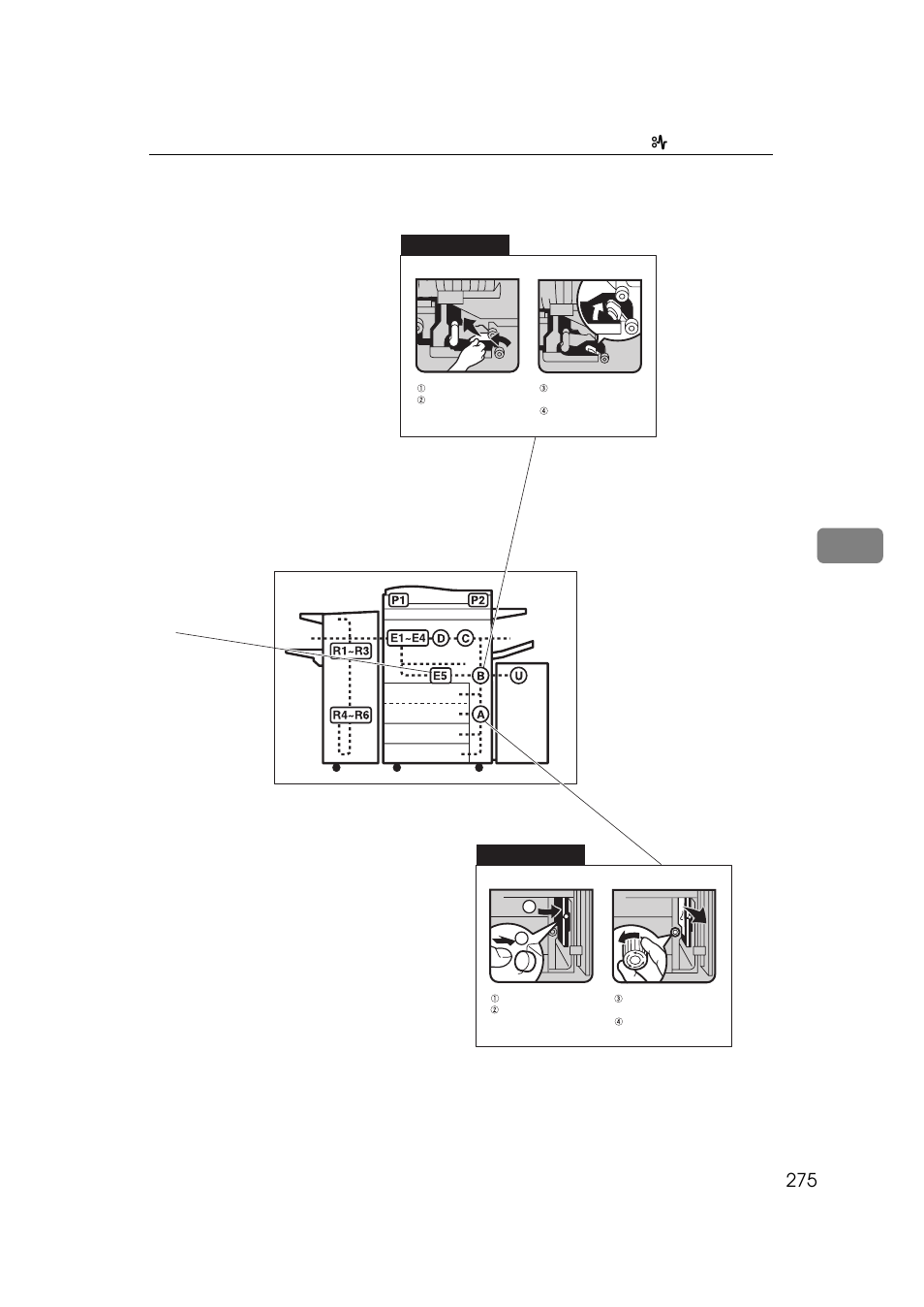 When a is lit when b is lit, Xclearing misfeeds | Savin 2555 User Manual | Page 68 / 96