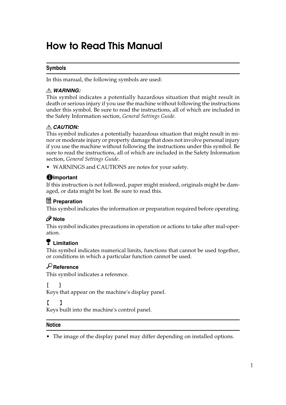 How to read this manual | Savin 4090 User Manual | Page 11 / 81