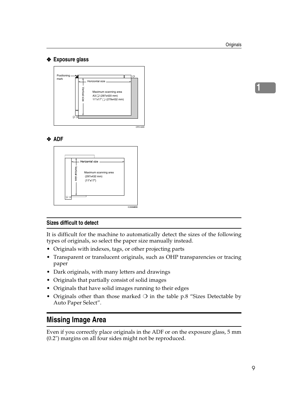 Missing image area | Savin 4090 User Manual | Page 19 / 81