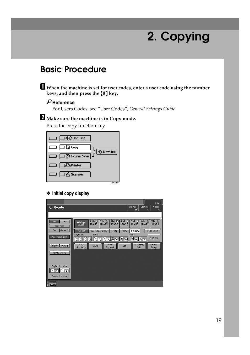 Copying, Basic procedure | Savin 4090 User Manual | Page 29 / 81