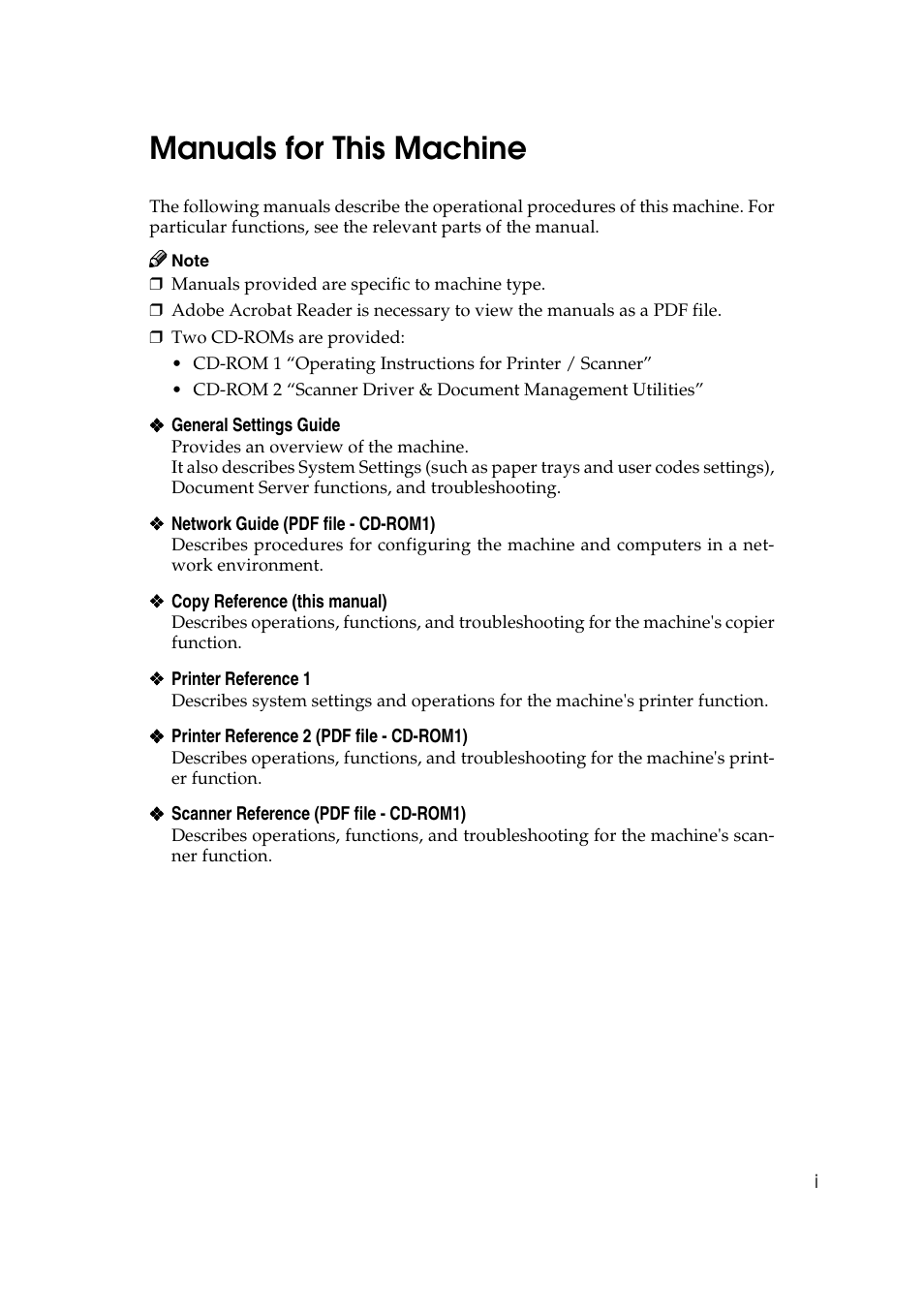 Manuals for this machine | Savin 4090 User Manual | Page 4 / 81