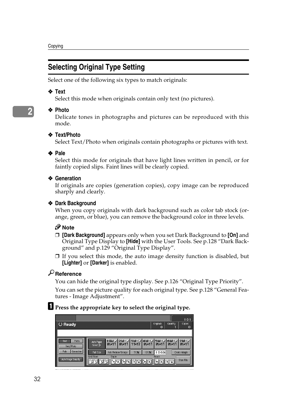 Selecting original type setting | Savin 4090 User Manual | Page 42 / 81